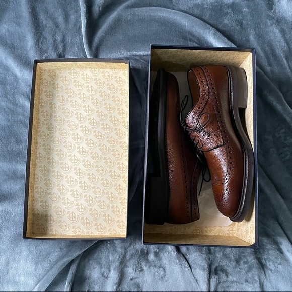 Herring Shoes - Mens Leather Wingtip Brogue Dress Shoes - Goodyear Welted - Picture 8 of 11